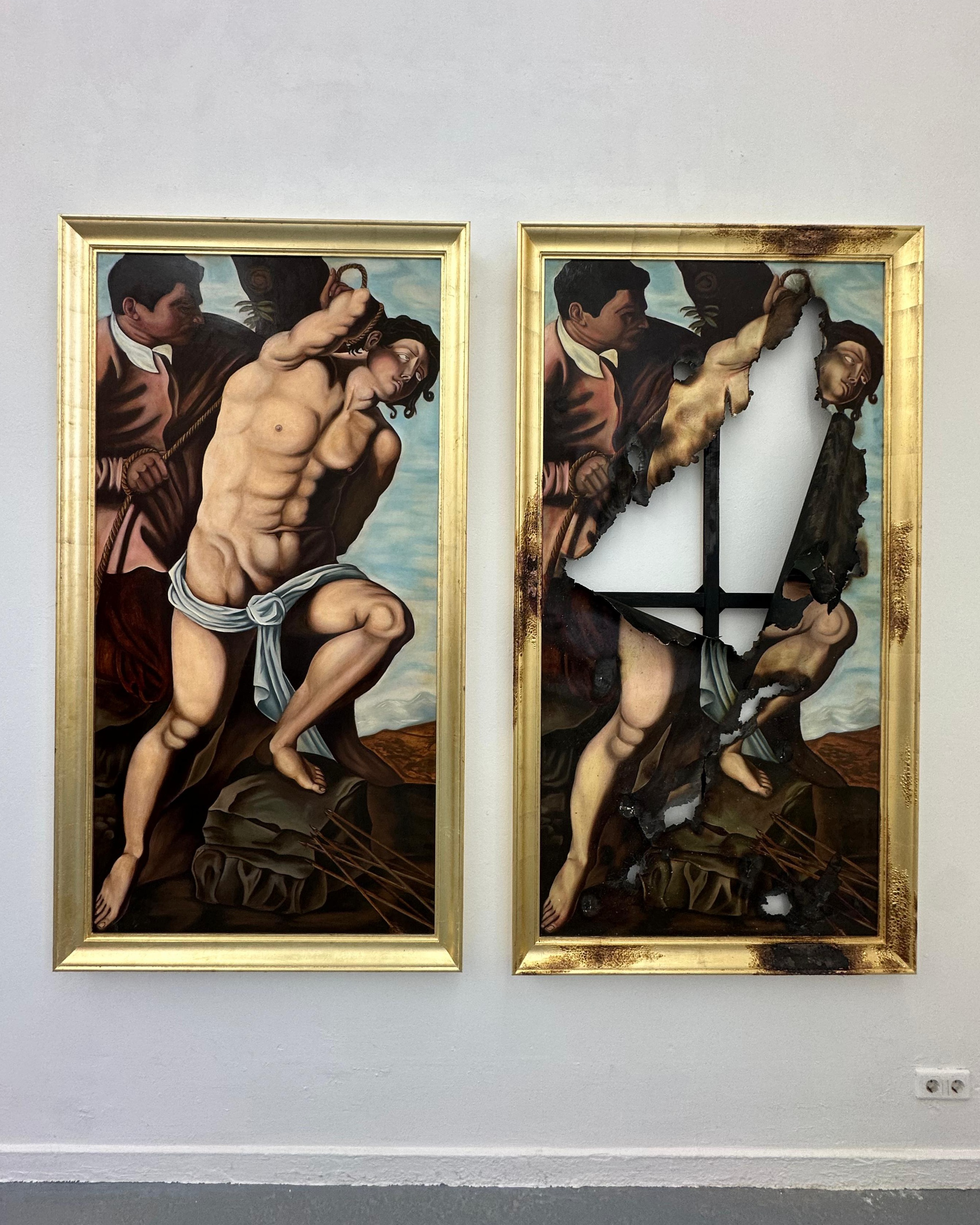 Heiliger Sebastian - Rekonstruktion und verbrannte Simulation im Vergleich